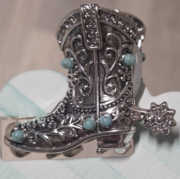 🇬🇪🔹️NWT Turquoise & Silver Tone Western Metal Small Hair Clip Set - Picture 4 of 6